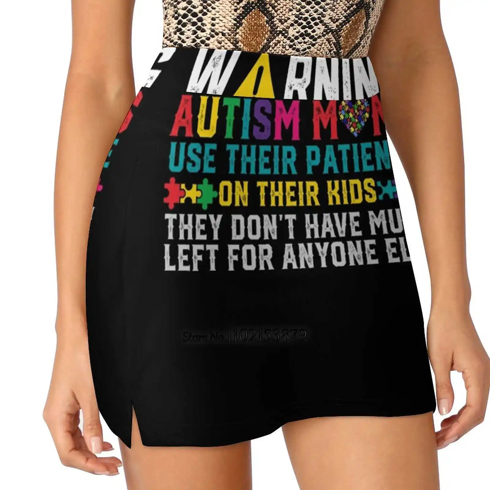 

Funny Autism Mom T Shirts Women Autism Awareness Day New Women Skirts Double-Layer Printed Short Dress Mini Sport Skirt Autism