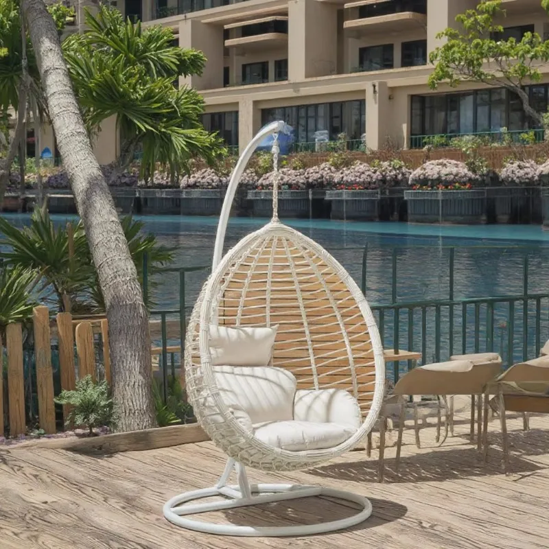 Modern Indoor/Outdoor Aluminum Swing Egg Hanging Chair Leisure Rattan Chair Bedroom Hotel Park Garden Swing Chair