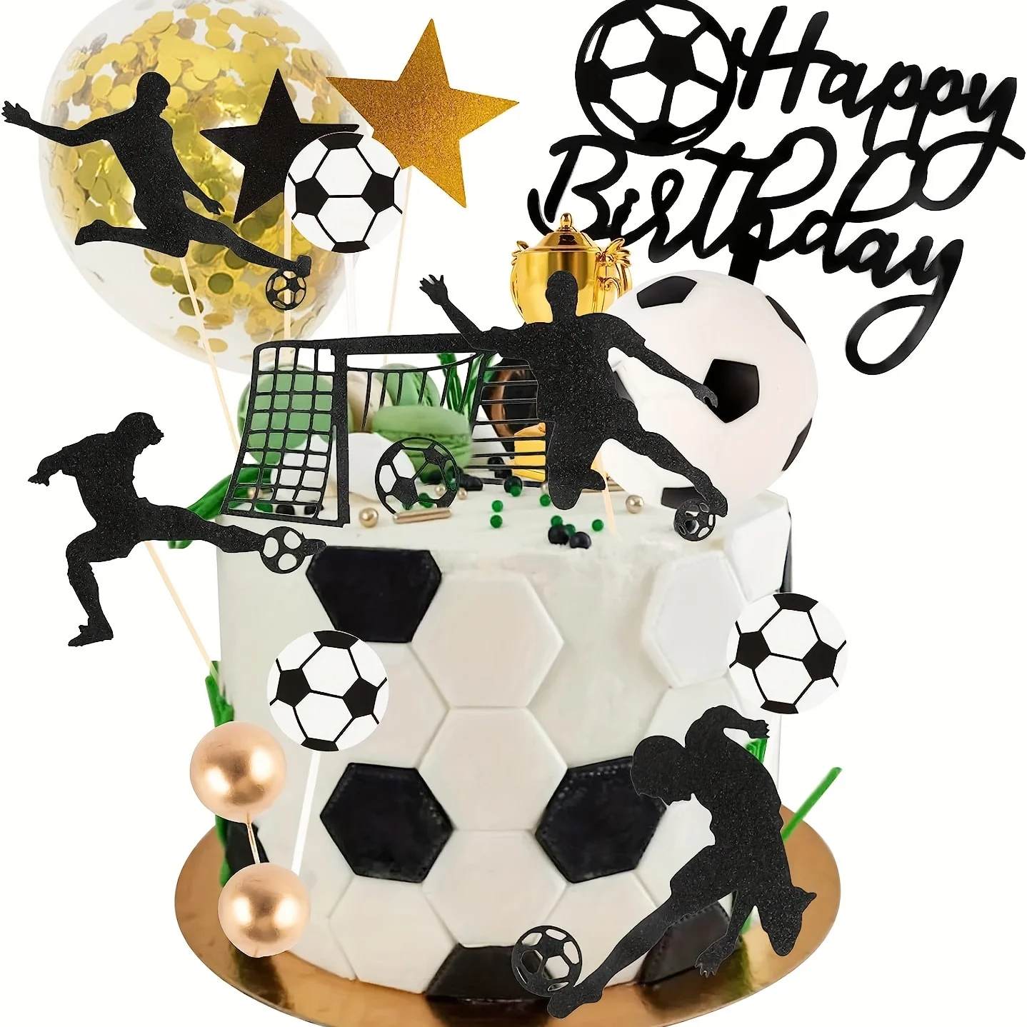 1Set Soccer Cake Topper Soccer Ball Player Cake Decorations for Soccer Birthday Party Sport Party Supplies