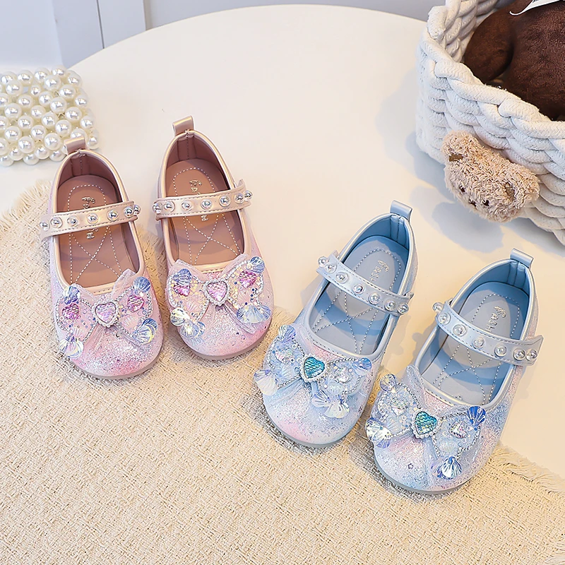Mädchen Mary Jane Prinzessinnen-Flats, Kleinkind Glitzer-Farbverlauf-Kleiderschuhe mit Strass-Schmetterling, Funkelnde Party-Hochzeitsschuhe für Mädchen – Detail 3