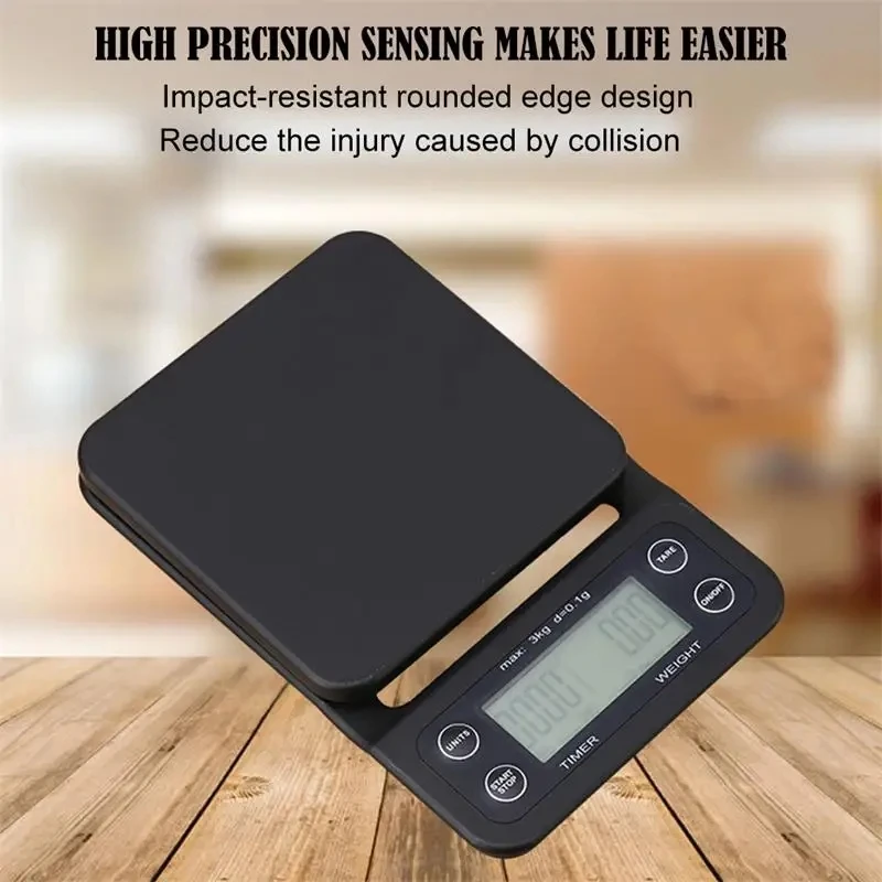 Digital Coffee Scale with Timer LED Screen Espresso USB 3kg Max.Weighing 0.1g High Precision Measures in Oz/ml/g Kitchen Scale