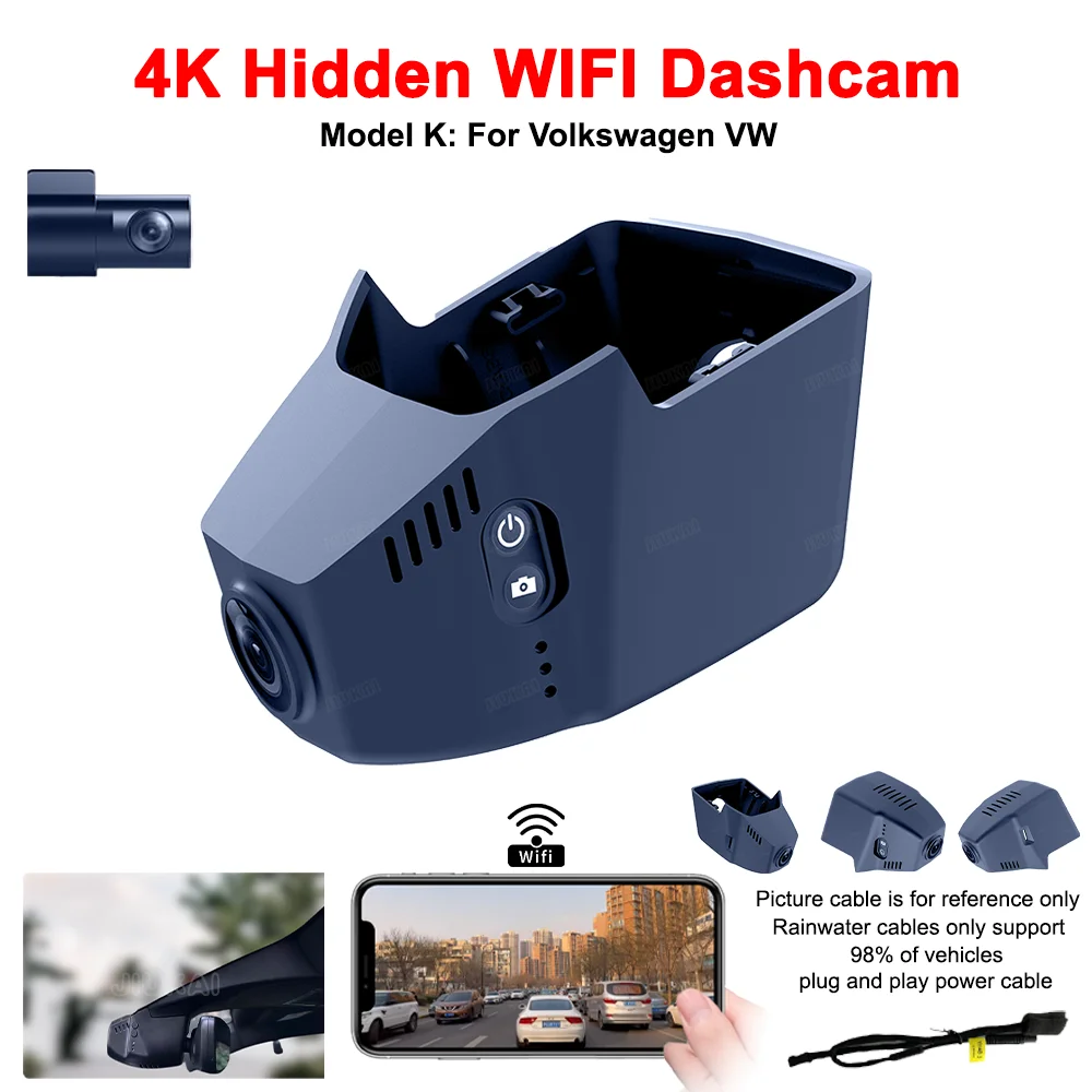 

4K HD WIFi Car DVR Video Recorder Dash Cam For VW Volkswagen Atlas Caddy Passat Tiguan Touran B6 B7 B8 Mk2 DashCam Accessories