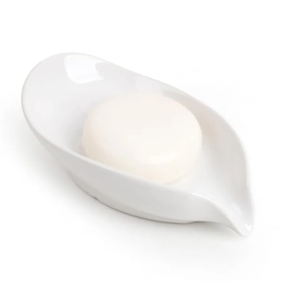 

Soap Holder, Self-Draining Soap Dish, White Leaf Shape Ceramic Bar Soap Holder Drain Soap Dishes for Bathroom Sink Kitchen, Eas