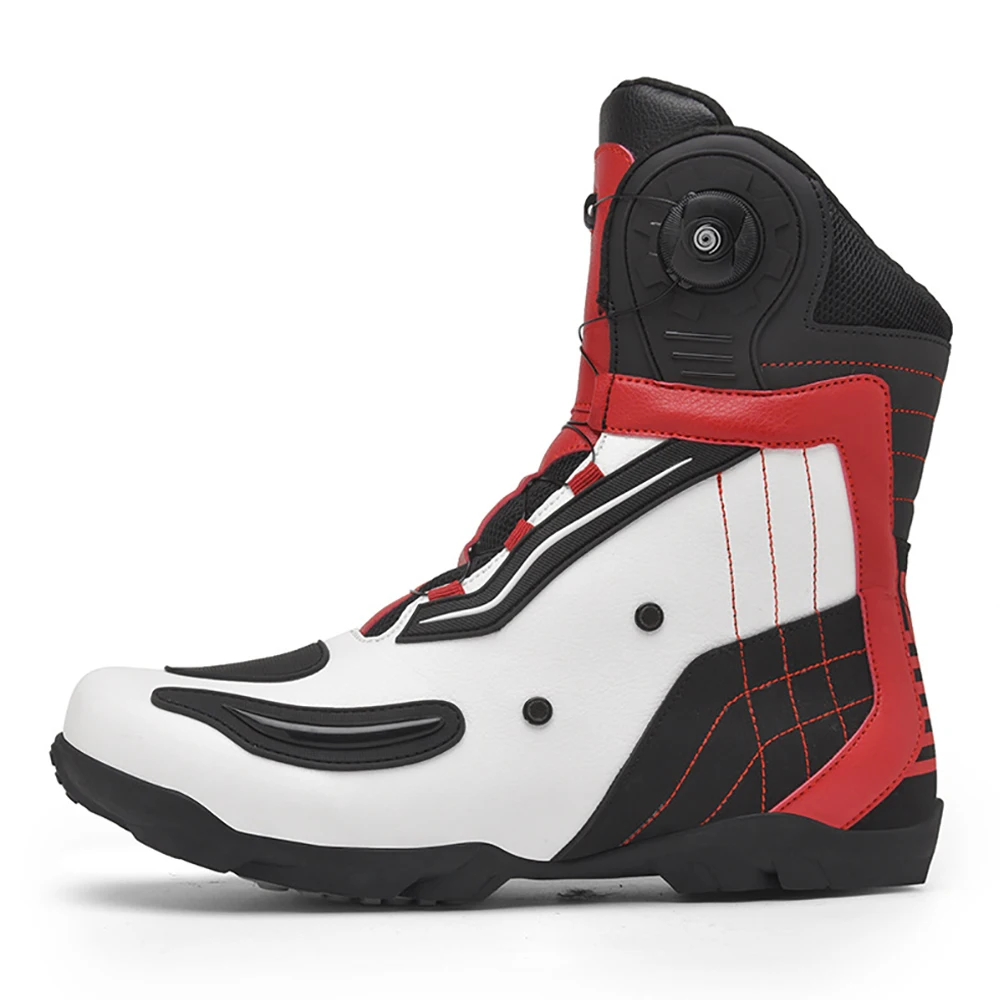 

Motorcycle Boots Men Women Motorcycle Skid Shoes PU Leather Non-slip Sports Motorcycle Riding Boots Black Botte Moto Homme