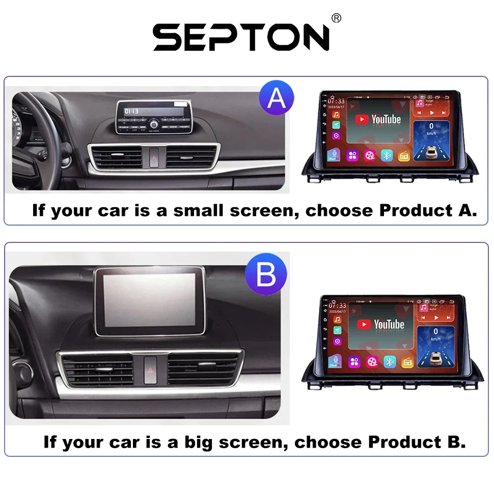 SEPTON Smart Car Systems Android Car Radio Carplay Multimedia Player for Mazda 3 Axela 2014 - 2019 GPS 4G Net WIFI Head Unit