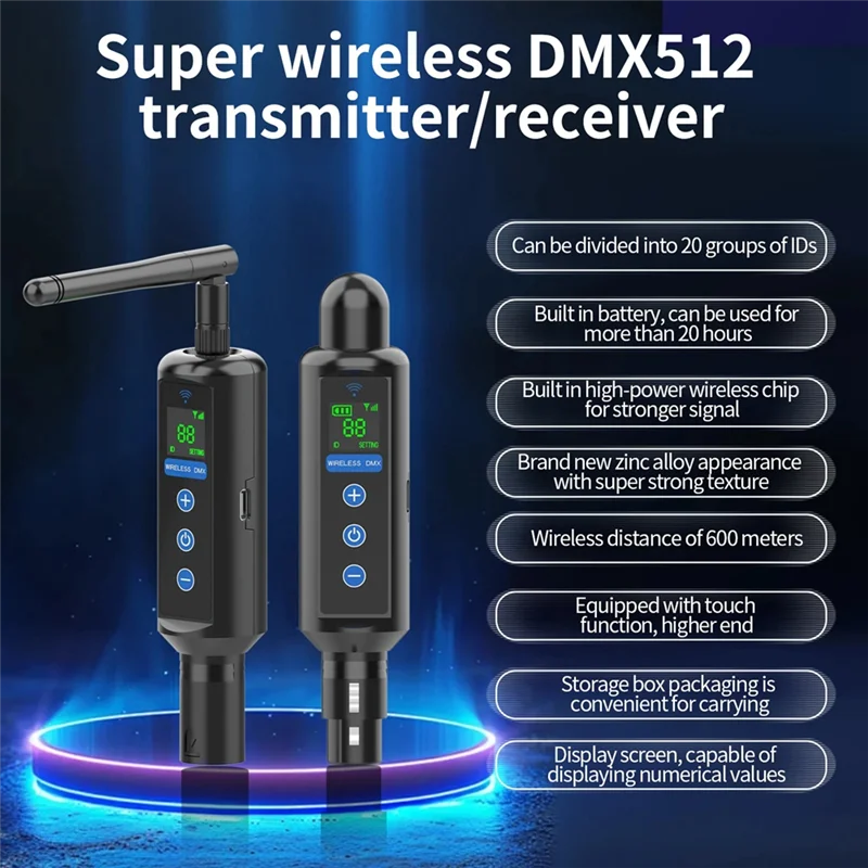 ABGI-Wireless 2.4G Kontroler DMX Bezprzewodowy Odbiornik Nadajnik do LED do Sterowania Oświetleniem Scenicznym, Disco, Imprezy, Baru
