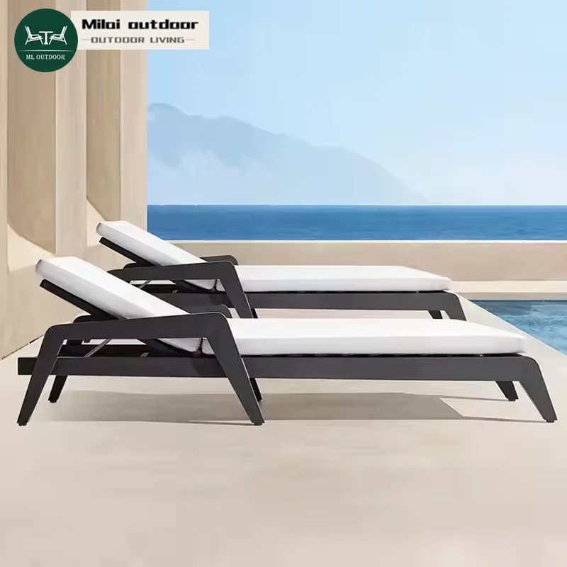 

New Arrival Outdoor Garden Aluminum Reclining Bed Villa Balcony Beach Sunshine Lying Bed