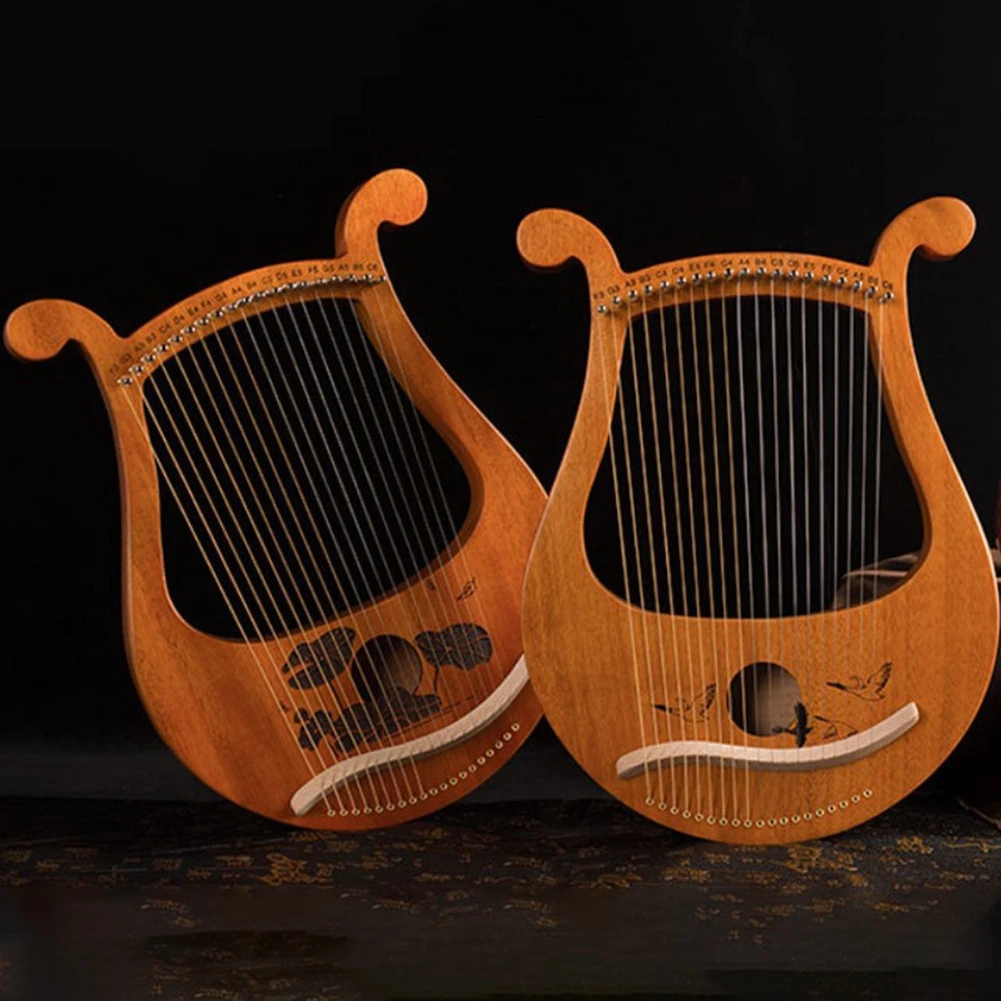 

19 Strings Lyre Harp Piano High-quality Lyre Harp 19 Strings Mahogany Musical Instrument With Spare String Storage Bag Set Parts