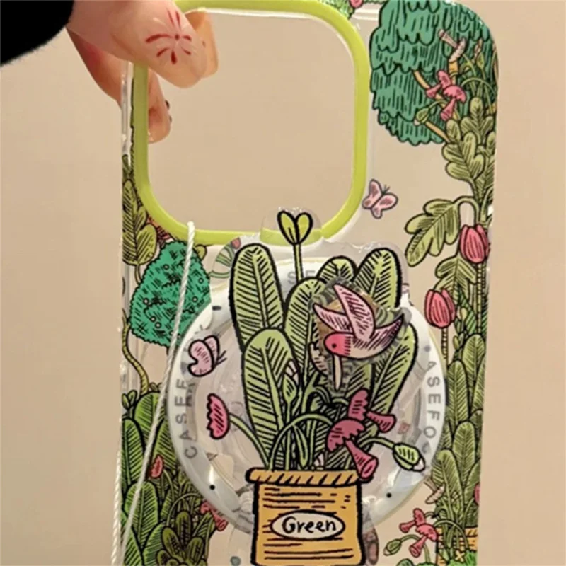 حافظة هاتف مغناطيسية للربيع والصيف على شكل فراشة على شكل زهرة مع حامل مغناطيسي لهاتف iPhone11 12 13 14 15 16 17 Pro max #4