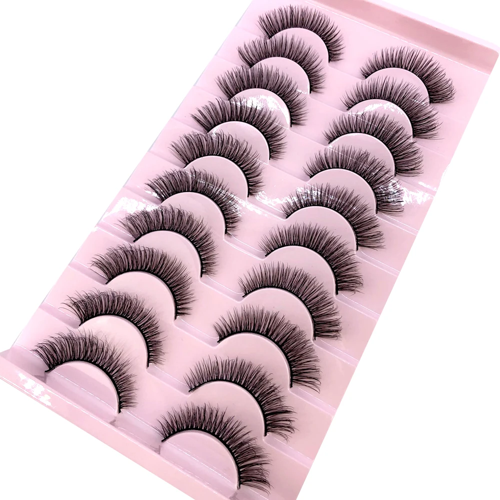 Neue 10 Paar 3D Faux Nerz Haar Falsche Wimpern Natürliche Unordentliche Wimpern Kreuzmuster Wispy Flauschige Wimpern Verlängerung Augen Make-Up-Tools – Detail 16