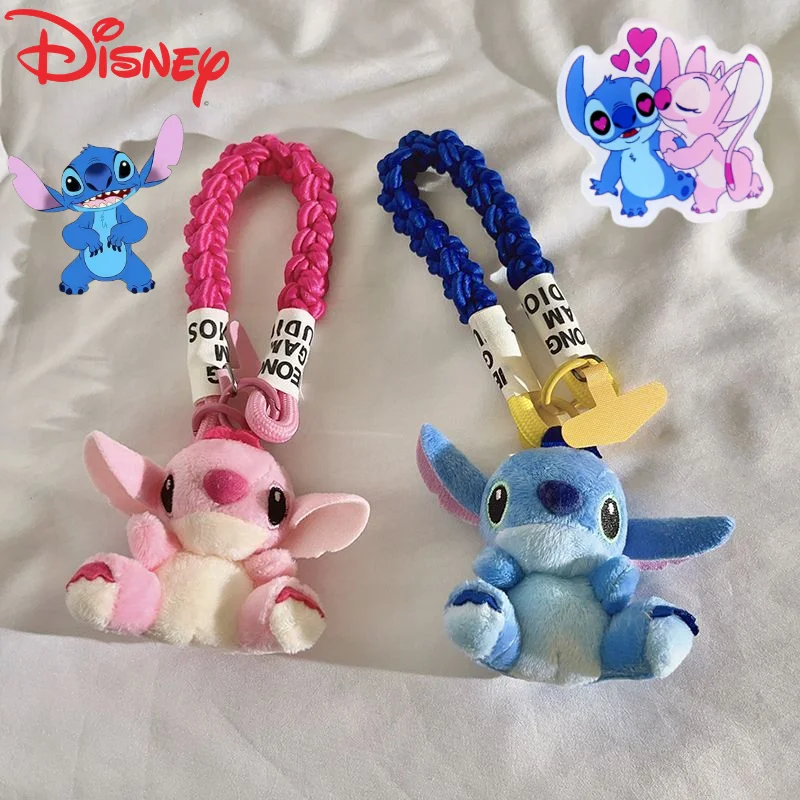

Sweet Disney Angel Stitch Men and Women Couple Cute Creative Cartoon Doll Keychain New Fashion Decoration Mobile Phone Lanyard