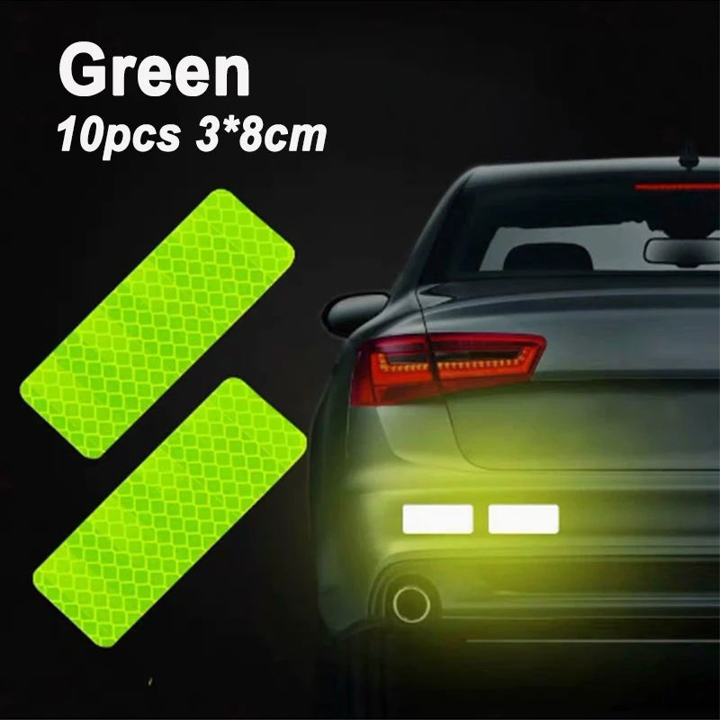 10Pcs Colorful Car Bumper Reflective Stickers Secure Reflective Warning Strip Tape Sticker Decals New Arrival Auto Styling Decal