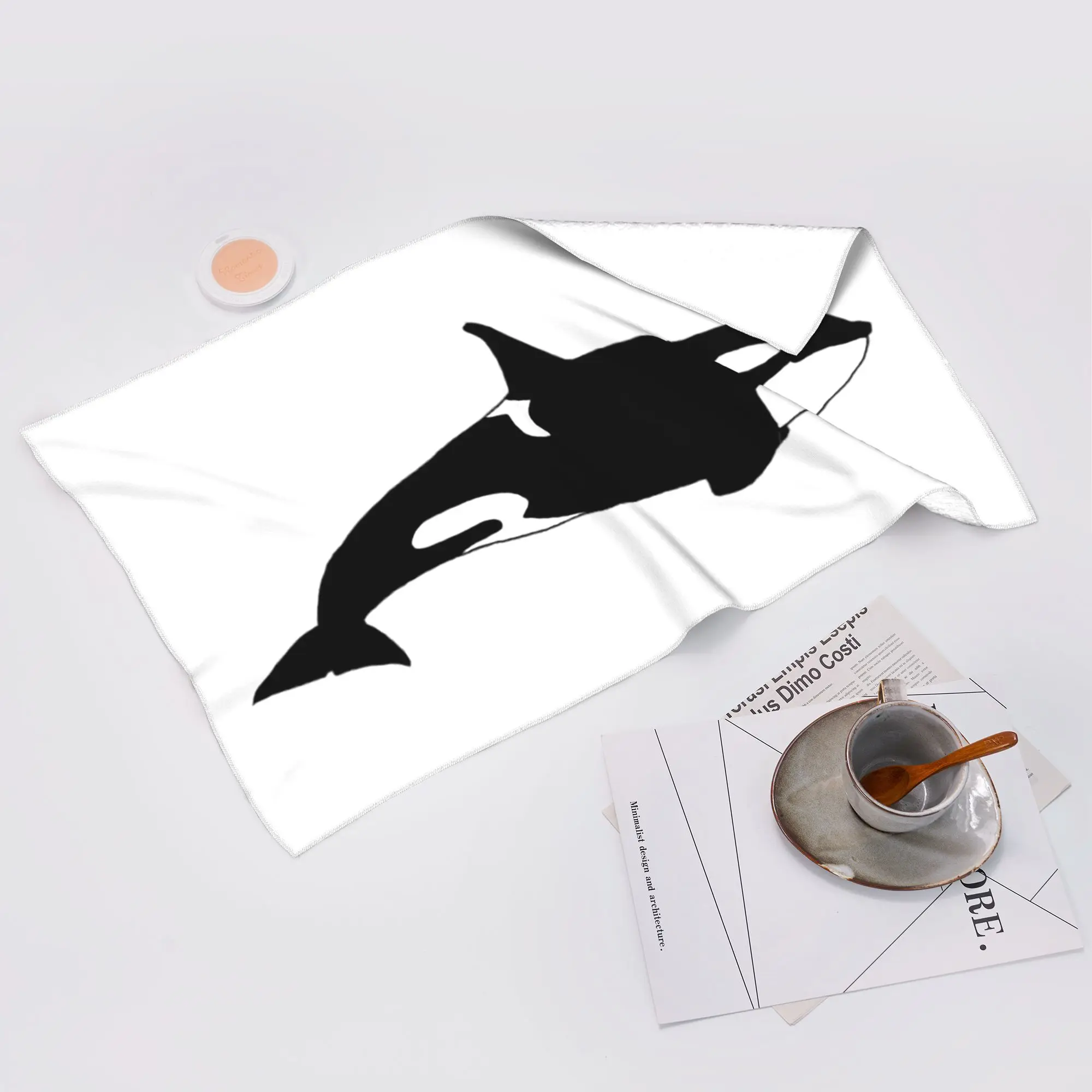 Custom Killer Whale (Orcinus orca) Soft Face Towel Quick Dry Pool Bath Cotton Towels Absorbent Quick