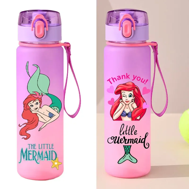 560ml Gradient Cup Little Mermaid Pink Series & 460ml Plastic Cup Bouncing Children\'s Cup Ariel Portable Bottle  Gifts