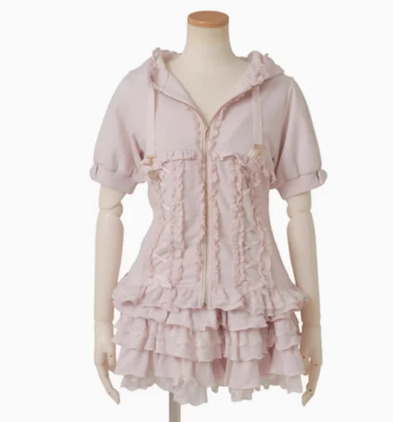 Japanese Lolita Girl Mine Bow Cute Hooded Sweatshirt Jacket Cake Skirt Set Women Outfit Lolita Liz Hoodies Coat Mini Skirt