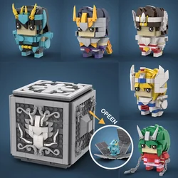 MOC Japan Anime Saints Seiyaed Brickheadz Set Shiryus Hyogas Ikki Pet Treasure Chest Kit Building Blocks Warrior Brick Toys Gift