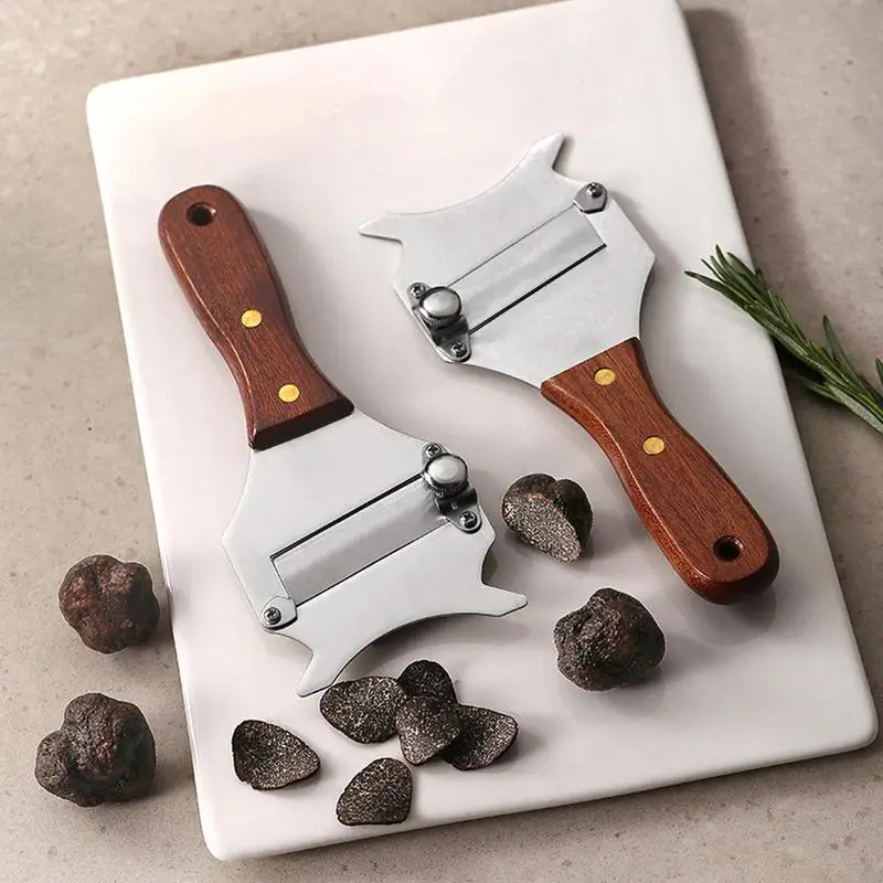 Cuchillo para trufa de acero inoxidable 430 con mango de madera, afeitadora de trufa negra, herramienta de cocina, hoja de afeitar para queso y Chocolate, práctica