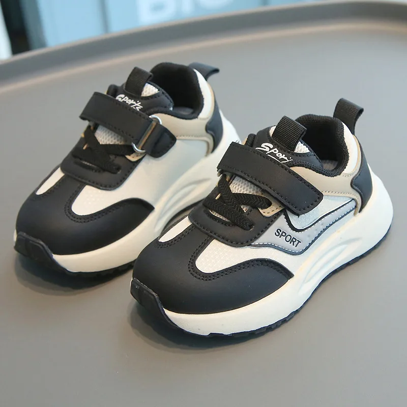 

Spring Autumn Kids Running Shoes Children Thick Soled Sport Shoes Children Casual Soft-soled Shoes Neutral Velcro Color Blocking