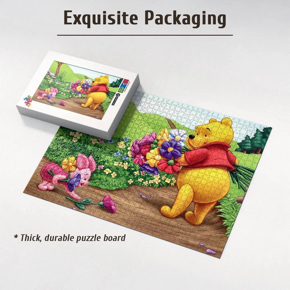 Winnie the Pooh, Piglet, and Flower Healing Style Puzzle | Wall Decoration, Home Atmosphere Good Gift