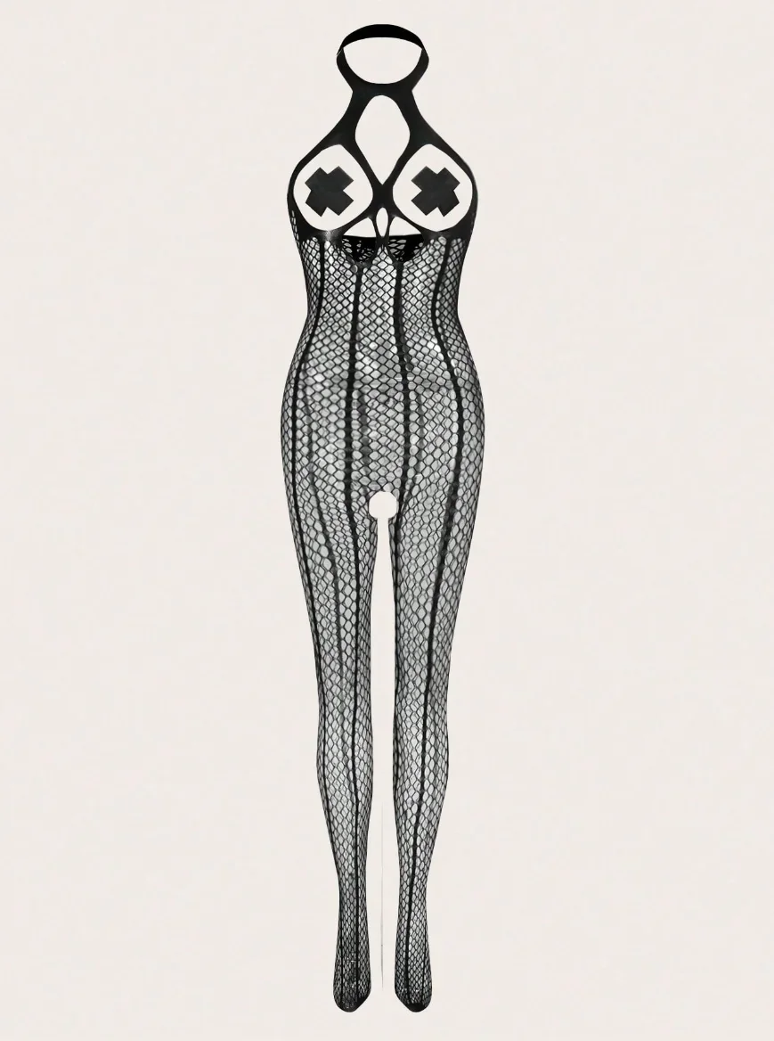 Transparent Fishnet Net Clothing Bodysuit Sexy Women's Underwear Bodystocking Open Crotch Plus Size Sex Lingerie Erotic Costumes