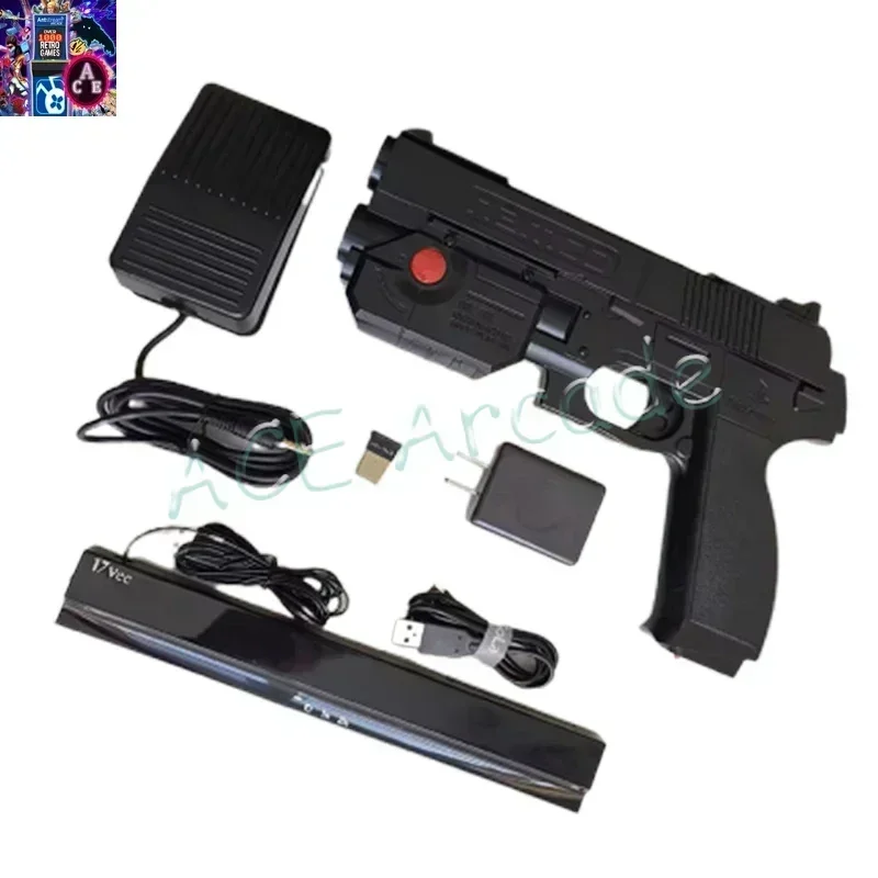 DIY modification time crisis 1 wireless PC arcade light gun game controller with sensor locator, suitable for parrot simulator