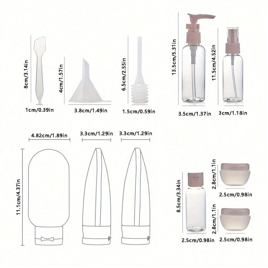 11pcs travel bottle sets, with storage bags, fine fog spray bottles, extrusion tubes image 5