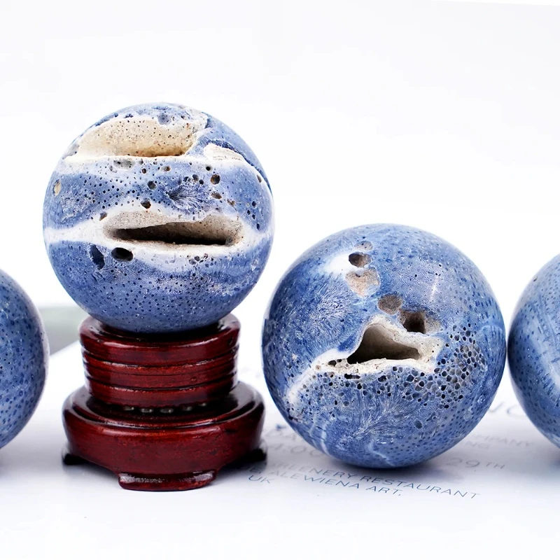 

Quality natural rock gemstone crystal ball Blue coral crystal ball for feng shui decoration