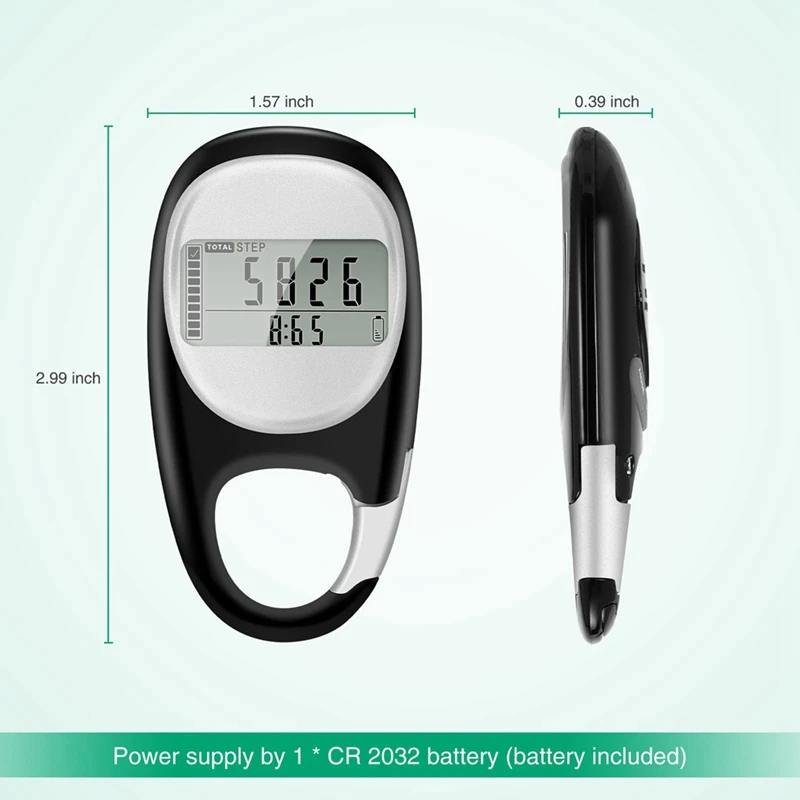 Pedometer For Walking, Portable Walking Pedometer 3D Step Counter, Simple Electronic Steps Tracker With Carabiner Durable