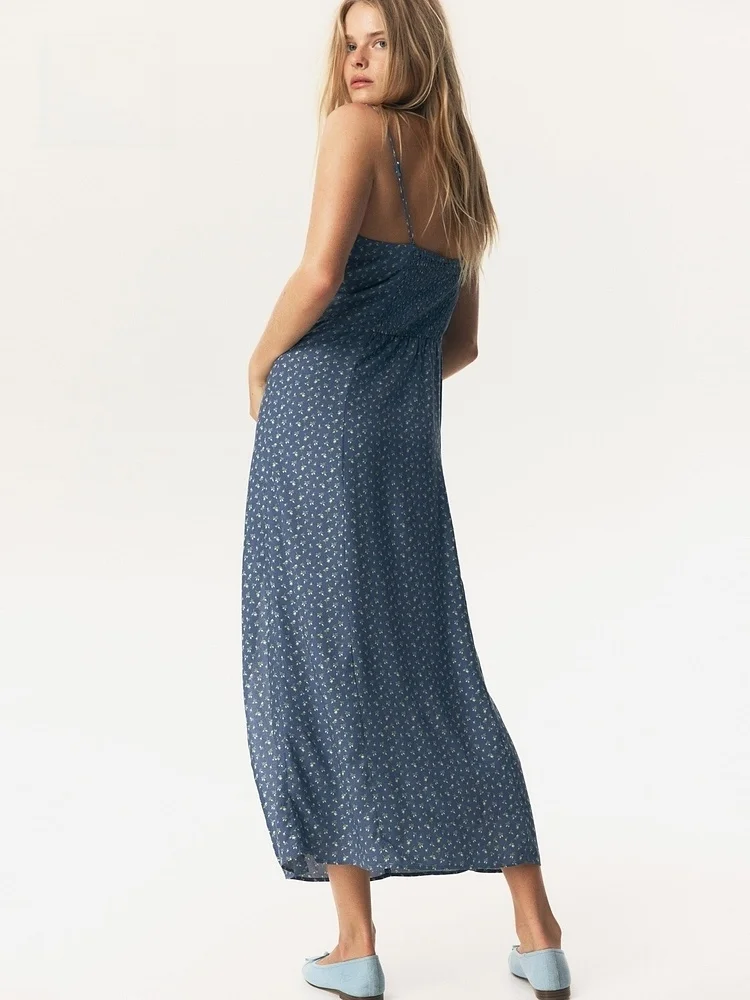 H&M ชุดเดรสลำลองผู้หญิง รุ่นสปริง สายเดี่ยว ทรงสลิม ใส่ได้ทุกวัน ผลิตจากเส้นใยวิสโคส 00% เส้นใยกาว