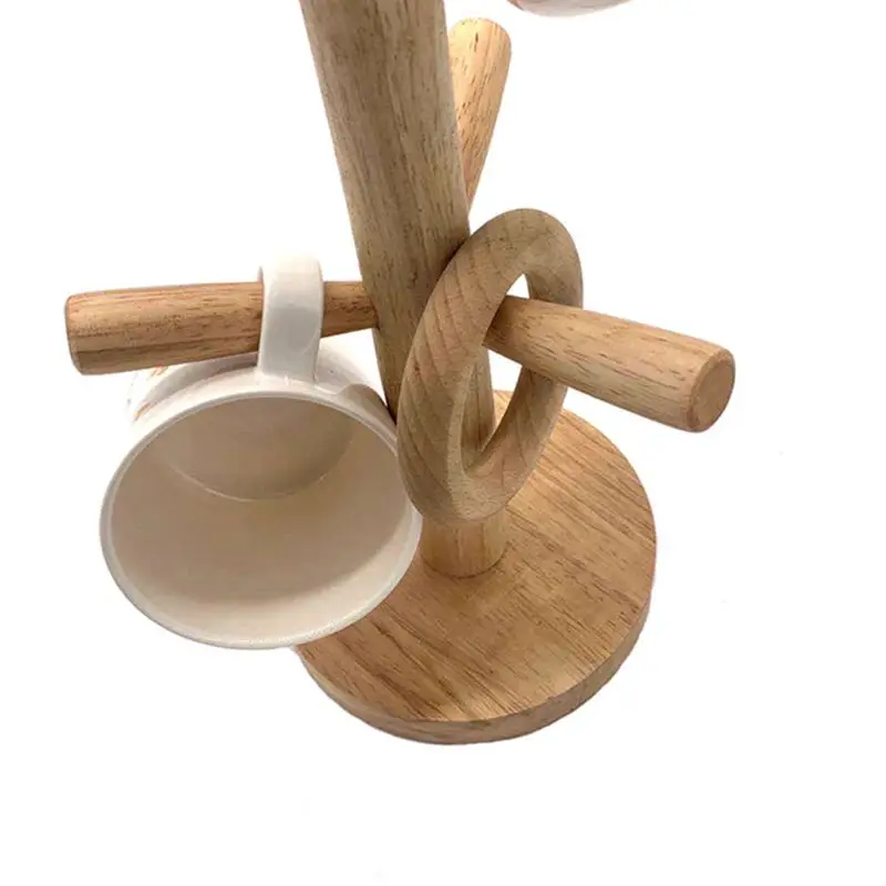 6 Hooks Mug Holder Tree,Wooden Cup Holder Mug Tree Holder Mug Cup Tree Rack Tabletop Holder,Tea Coffee Cup Mug Hoooks dish rack