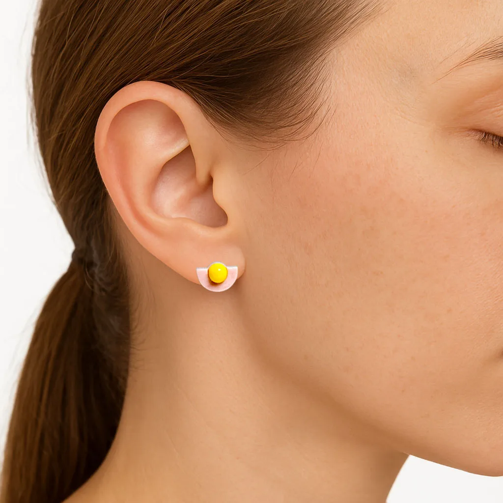 Creative Abstract Ceramic Stud Earrings for Women Minimalist Mismatched Cute Colorful Small Ear Jewelry S03-105