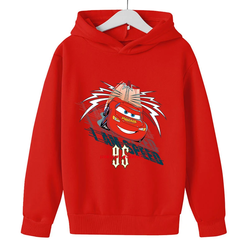 Lightning McQueen felpe con cappuccio addensate per bambini felpe con cappuccio auto Disney Movie Cartoon Kids Warm manica lunga pullover con cappuccio