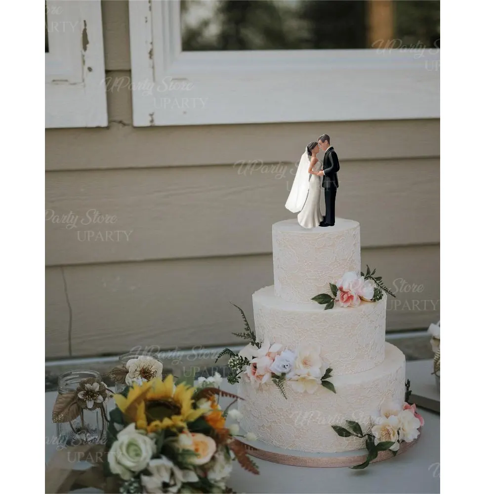 Hochzeitstorte Topper Romantische Paar Statue Braut und Bräutigam Figuren für Kuchen Dekorationen Verlobung Hochzeit Party Dekor Gastgeschenk – Detail 7