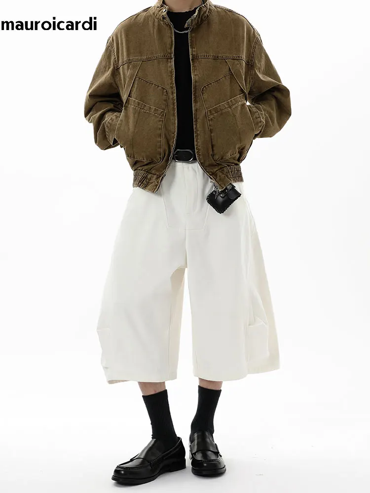 

Mauroicardi Spring Summer Baggy Wide Leg Shorts for Men High Waist Loose Luxury Designer Clothes 2026