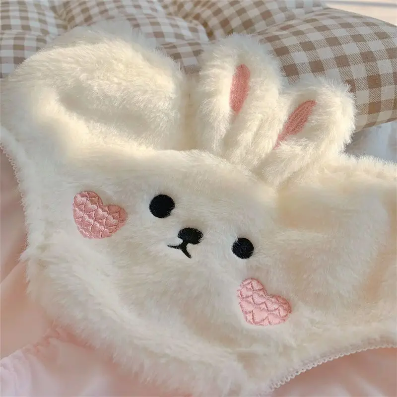 Milk Rabbit Lolita Style Rabbit Plush Fuzzy Underwear Panties Y2k Women's Cute Cozy Winter Panties Women's Cold Proof New Briefs