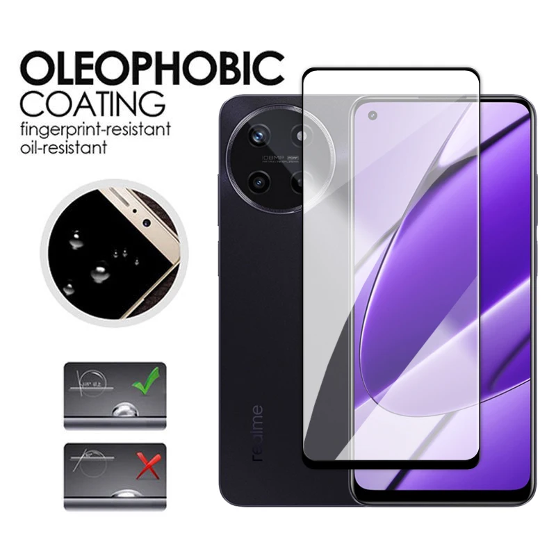 4in1 For Realme 11 4G Glass Realme 11 Tempered Glass 2.5D Full Cover Screen Protector For Realme 11 4G 5G Global Lens Film