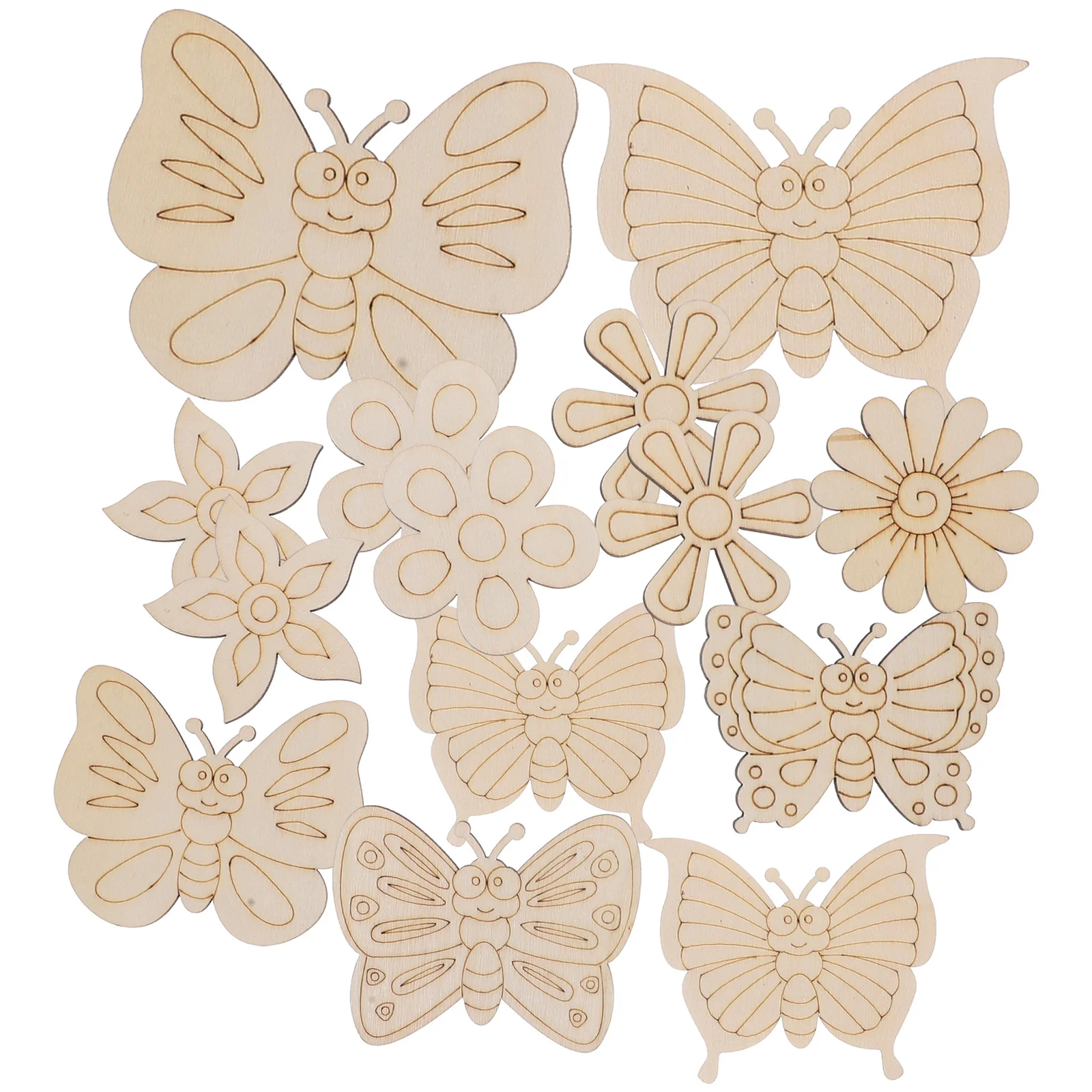 

18Pcs Blank Wood Pieces Unfinished Wood Slices Butterfly Flower Cutouts for DIY Crafts and Home Decor Butterfly Cutouts