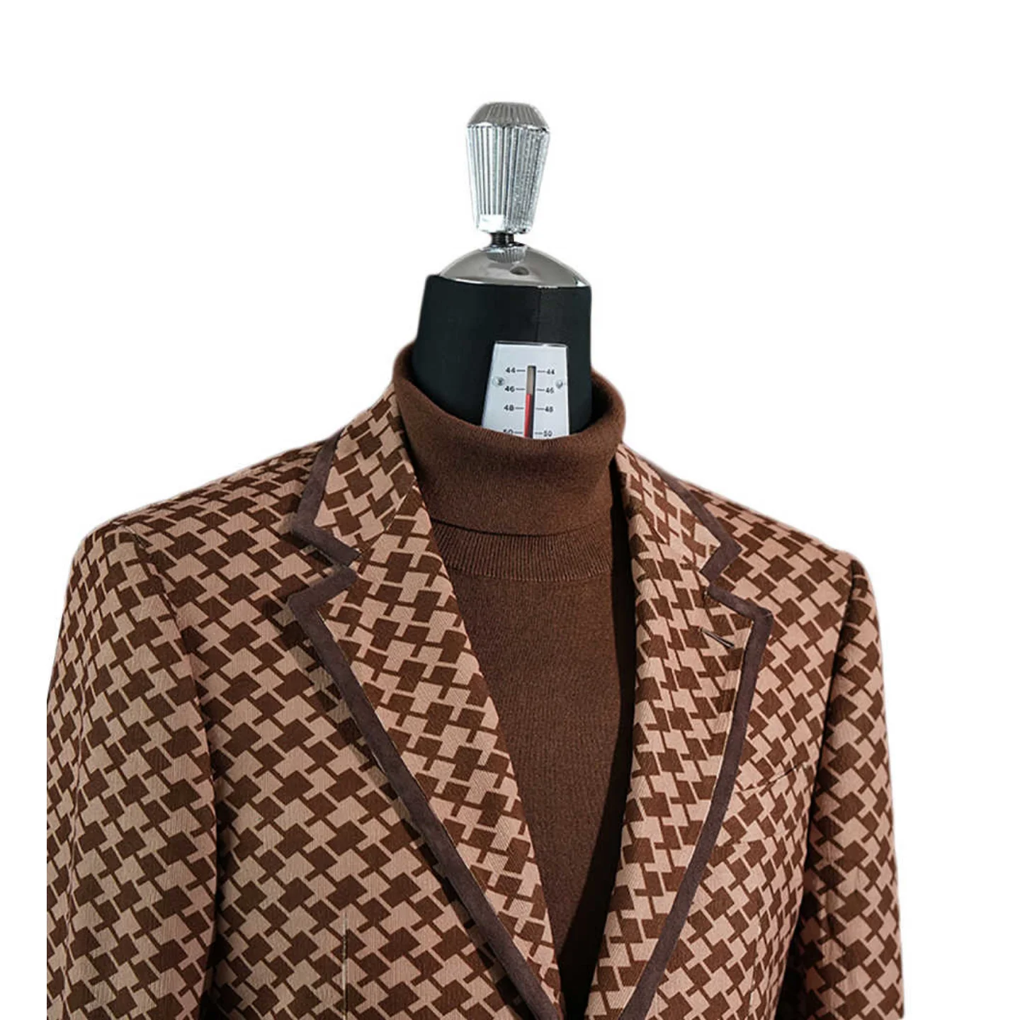 Fashion Brown Men's Wedding Suit Single Breasted Notch Lapel Formal Business Wedding Groom Tuxedo Contrast Trim Customized