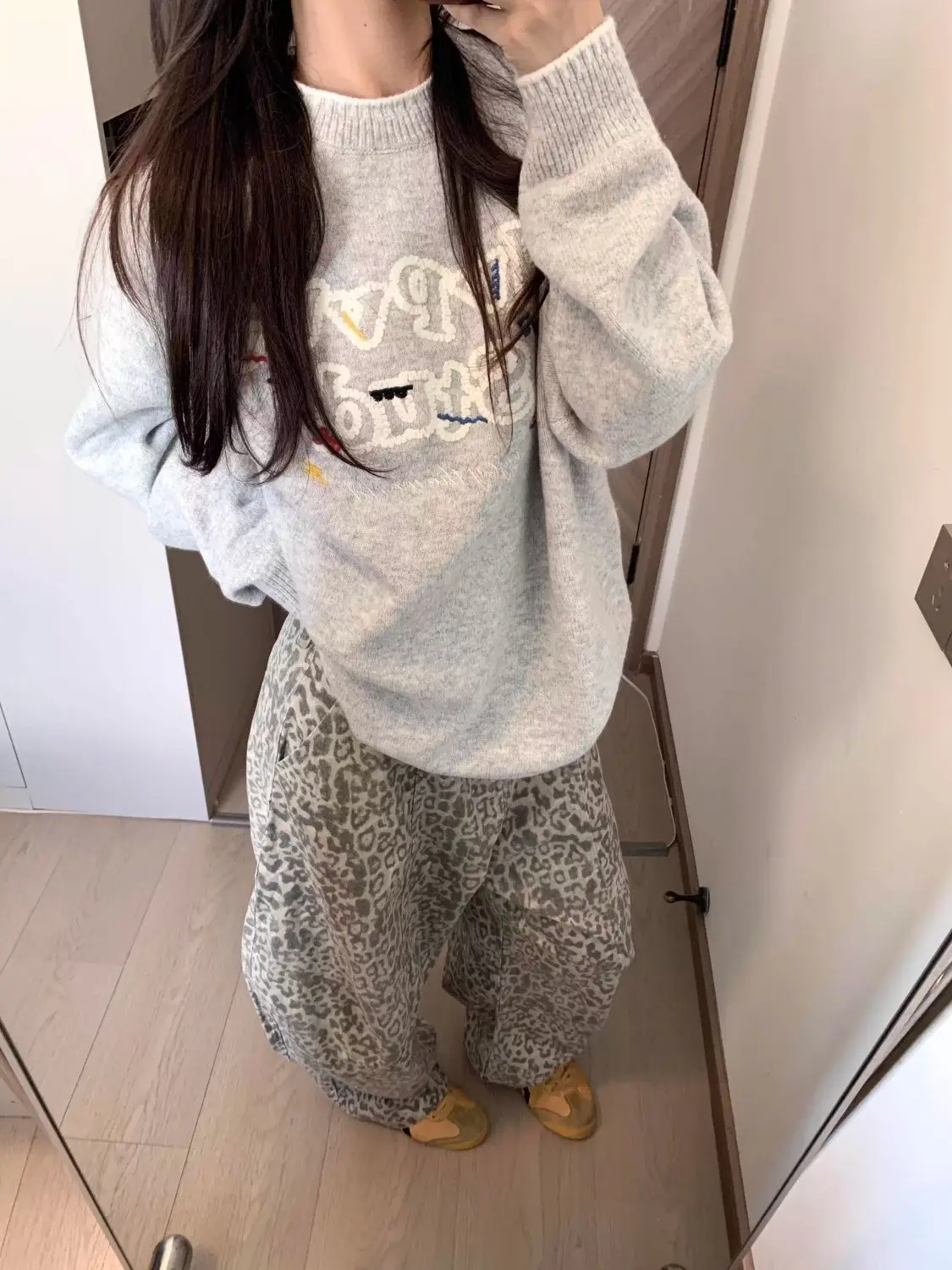 

Корейский ретро Pull Femme, повседневный жаккардовый вязаный свитер с круглым вырезом, женский осенний новый нежный свитер, модный топ