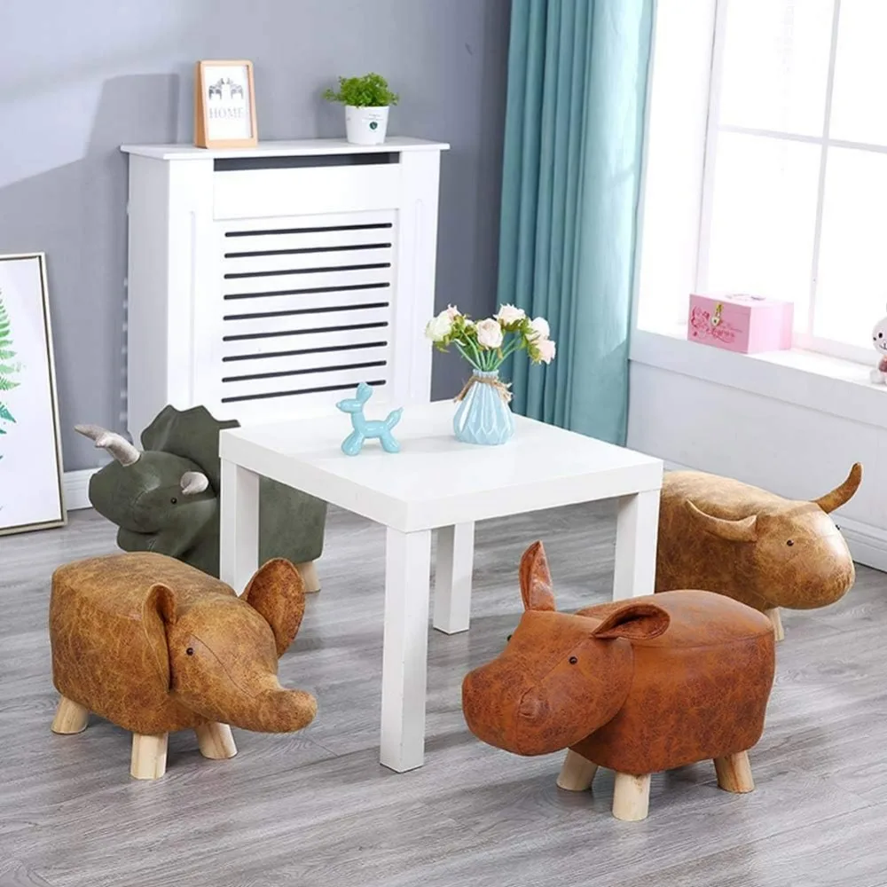 Creative Animal Footstool Ottoman Foot Rest Children Step Stool,Elephant(Light Gray)