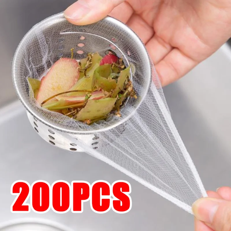 30/200Pcs Disposable Kitchen Sink Filter Sewer Drain Anti-blocking Garbage Bag Pool Leak Mesh Bag Mesh Strainer Sink Garbage Net