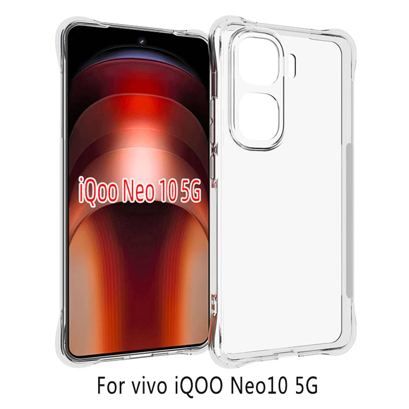 حافظة Vivo IQOO Neo10 5G وسادة هوائية مضادة للصدمات وسادة هوائية شفافة من السيليكون TPU غطاء خلفي لهاتف IQOO Neo 10 Neo10 iQOONeo10 5G