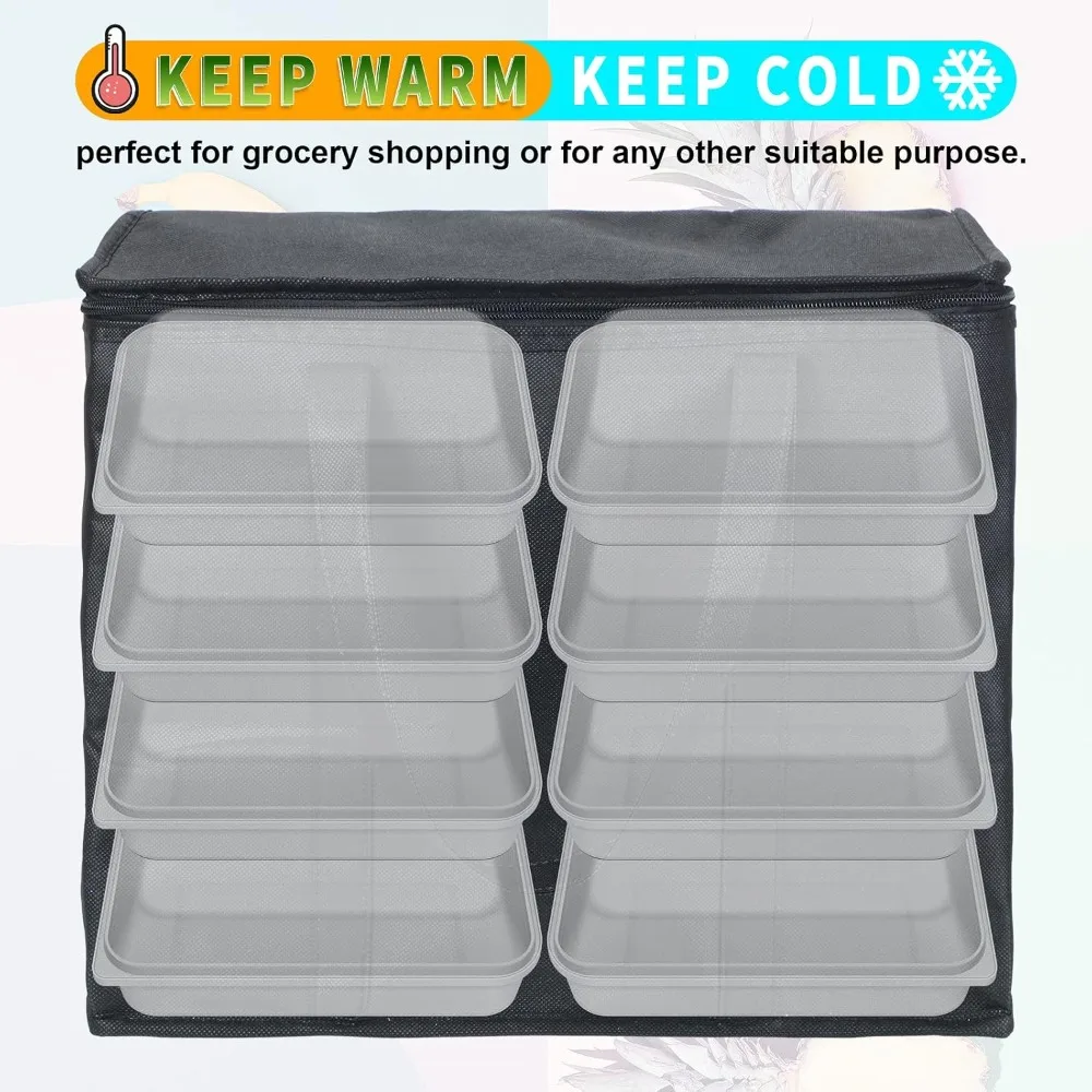 Kenning 15 Pcs Large Insulated Reusable Grocery Bags with Sturdy Zipper and Handles Foldable Washable Cooler Totes Heavy Duty Hot or Cold Food Delivery Bag for Food Transport Travel Lunch view 5