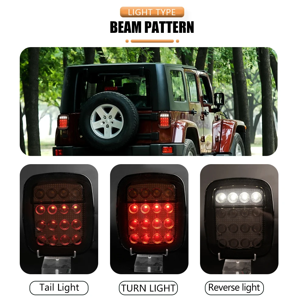 1Pair LED Tail Lights for Jeep Wrangler TJ CJ Reverse Lights,Brake Reverse Light Rear Back Up Lights Daytime Running Lights