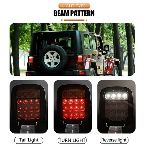 Imagen 2 del producto 1 par de luces traseras LED para luces de marcha atrás Jeep Wrangler TJ CJ, luz de marcha atrás de freno luces de respaldo traseras luces de circulación diurna