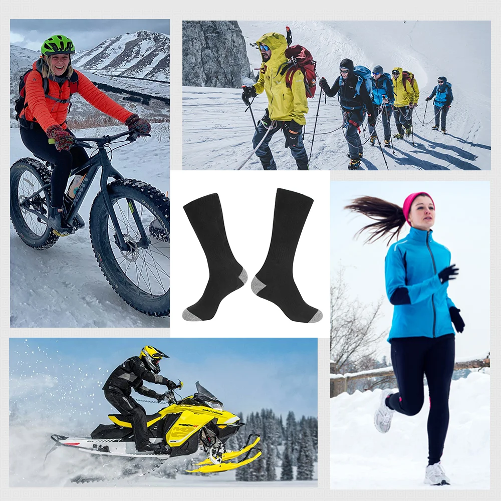 Heated Socks 5000mAh Heating Socks Winter Warmth USB Rechargeable Outdoor Camping Ski Heated Boots Snowmobile Skiing Sock