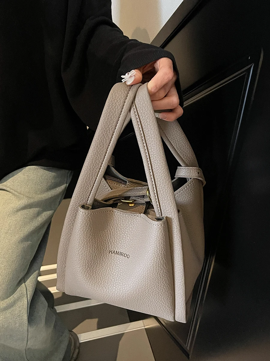 

Мягкая кожаная сумка-ведро Ele: женская сумка 2026 года, новая модная универсальная сумка-корзина для рынка, ручная сумка через плечо для использования на улице