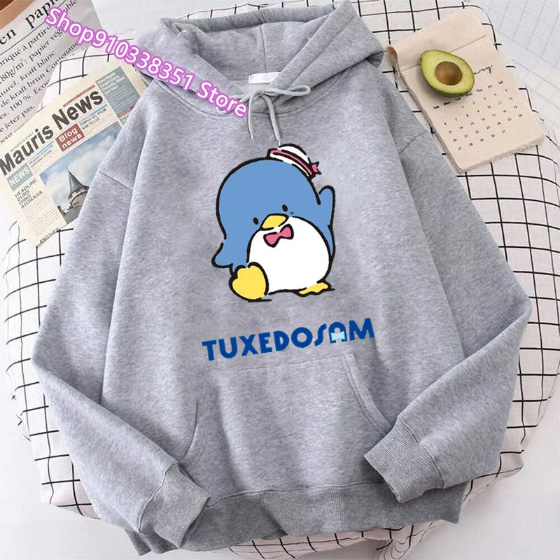 TuxedoSam Hooded For Women 2000s Aesthetic Long Sleeve Street White Hoodie Harajuku Korean Oversize Sweatshirt Ladies Sweater