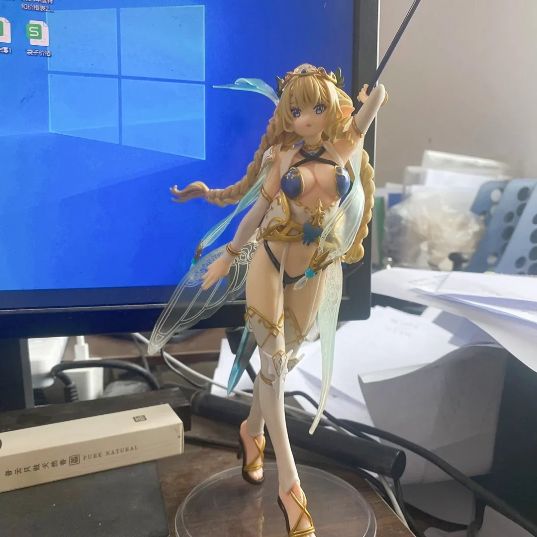 Novo 24cm amiami terceiro aldeão anime figura lincia pvc figura de ação elf aldeia anime decoração periférica estatueta