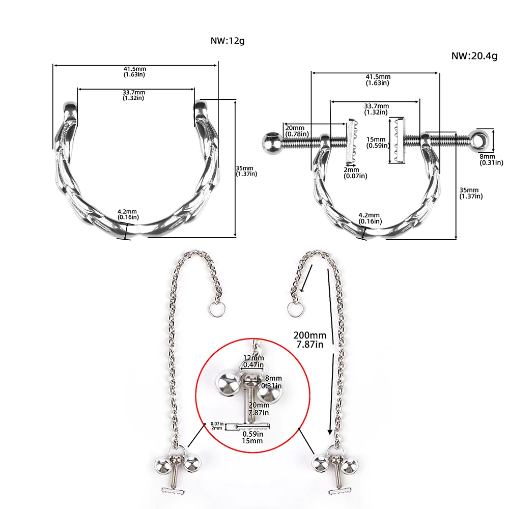 LUUK con vite clip per capezzoli regolabili catena con vite morsetti per capezzoli al seno senza Piercing gioielli per il corpo con catena per capezzoli Sexy